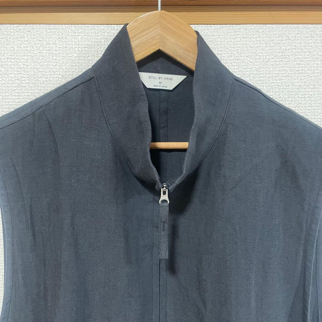 Still by hand リネン　ジップアップ　ベスト