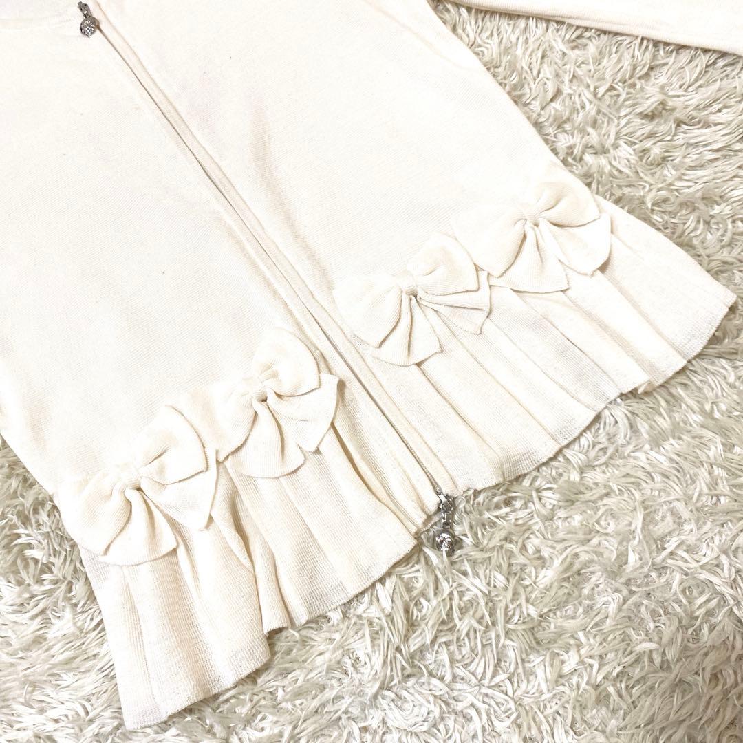 M’S GRACY ダブルジップアップカーディガン ニットリボン ペプラム M