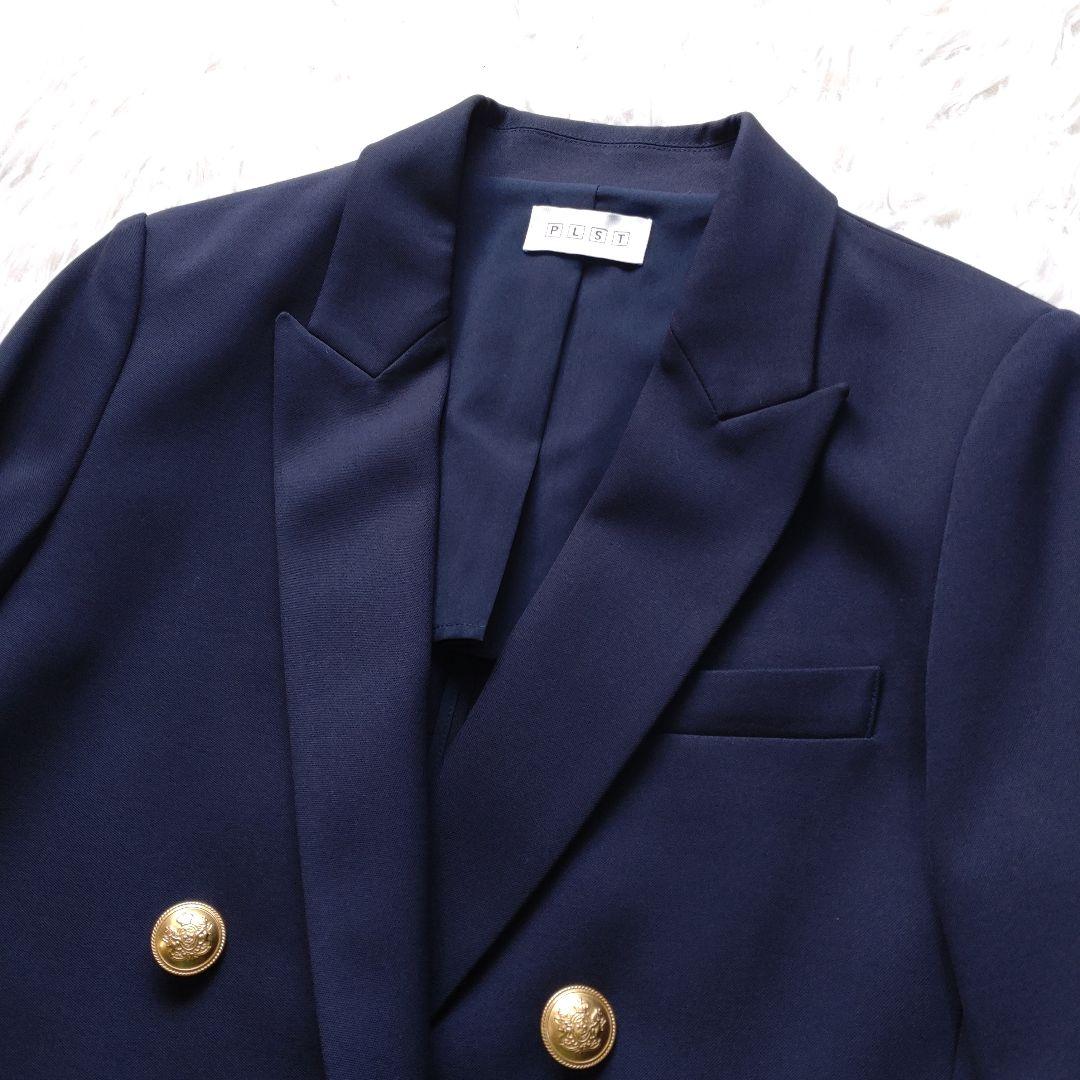 【美品】PLST ダブルブレストジャケット 23SS 金ボタン ネイビー S