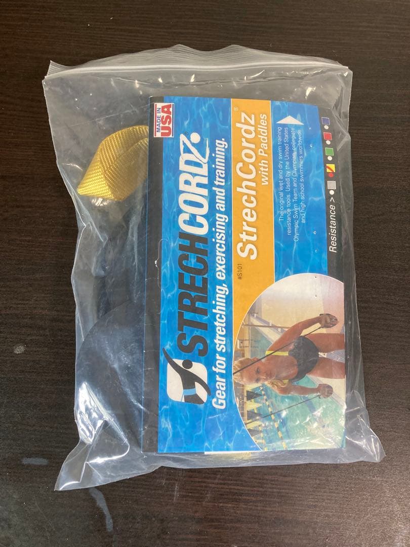 美品☆ソルテック　ストレッチコードイエローパドル付き水泳競泳トレーニング　S