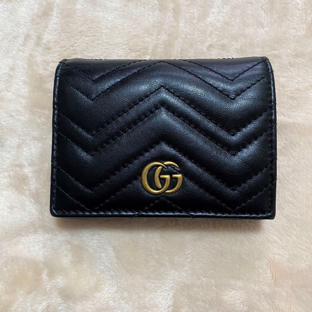 あめちゃん専用　GUCCI 二つ折り財布 キルティング マーモント GG 黒