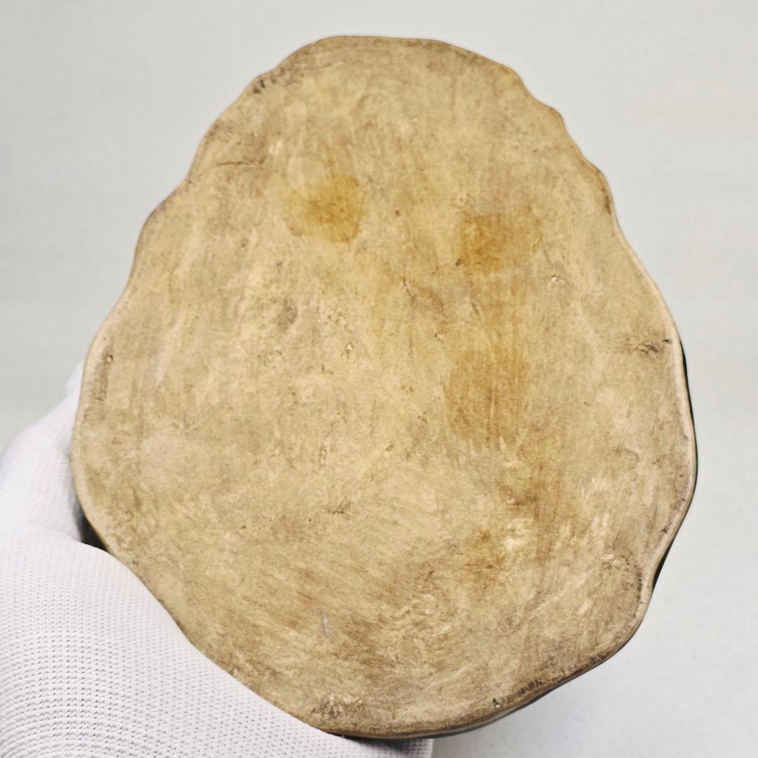 古文房具 舶来品 中国古磁 越窯青磁 堆彫 ハスの葉 亀趣紋 硯 筆添 置物