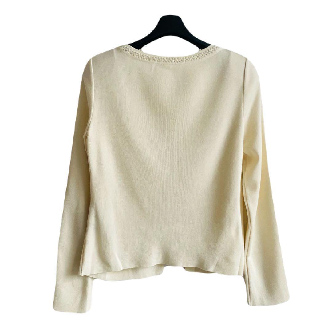 フォクシー カーディガン ボレロ シルク カシミヤ ビジュー 肩パット着脱可