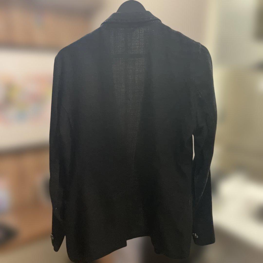 FRANCISTMORKS黒のテーラードジャケット スカルブローチ付き