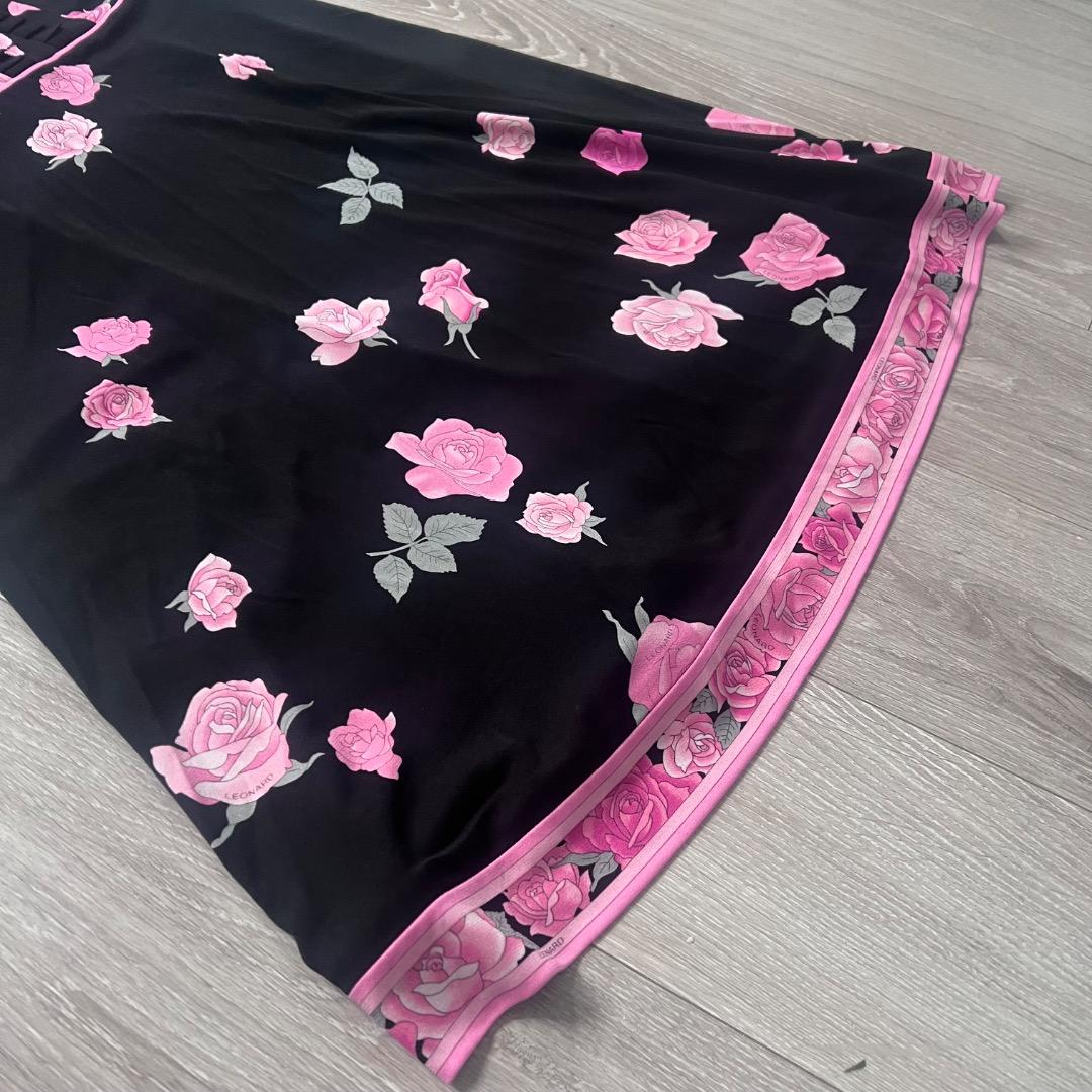 専用 美品 LEONARD カンカン素材 ノースリーブワンピース ローズ 薔薇