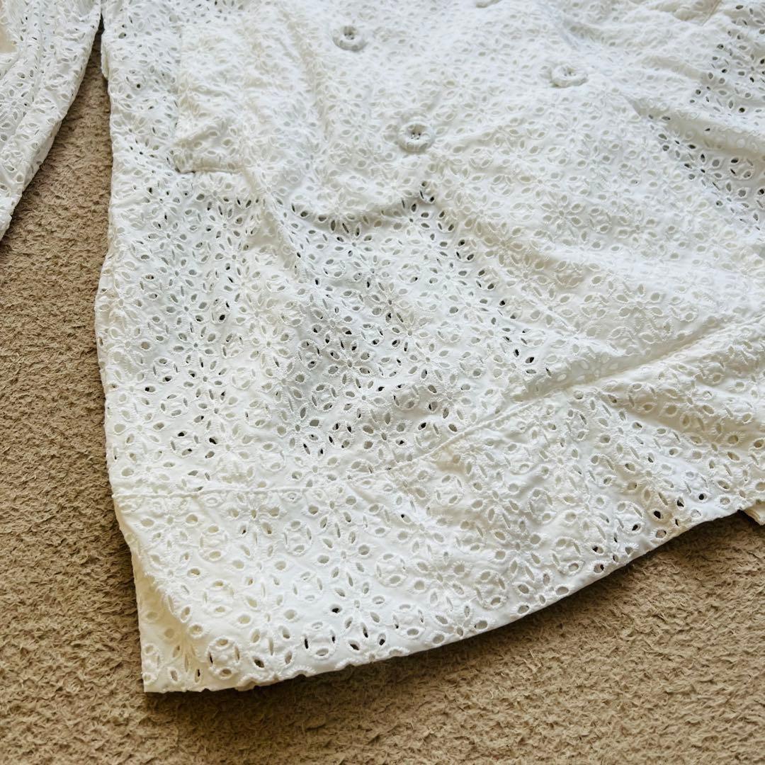 レッドバレンティノ　カットワーク刺繍　トレンチコート　ダブル　ホワイト
