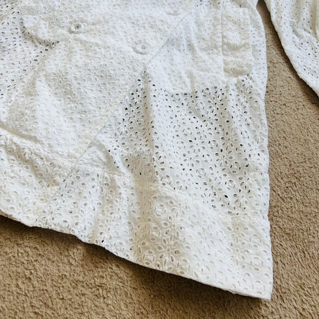 レッドバレンティノ　カットワーク刺繍　トレンチコート　ダブル　ホワイト