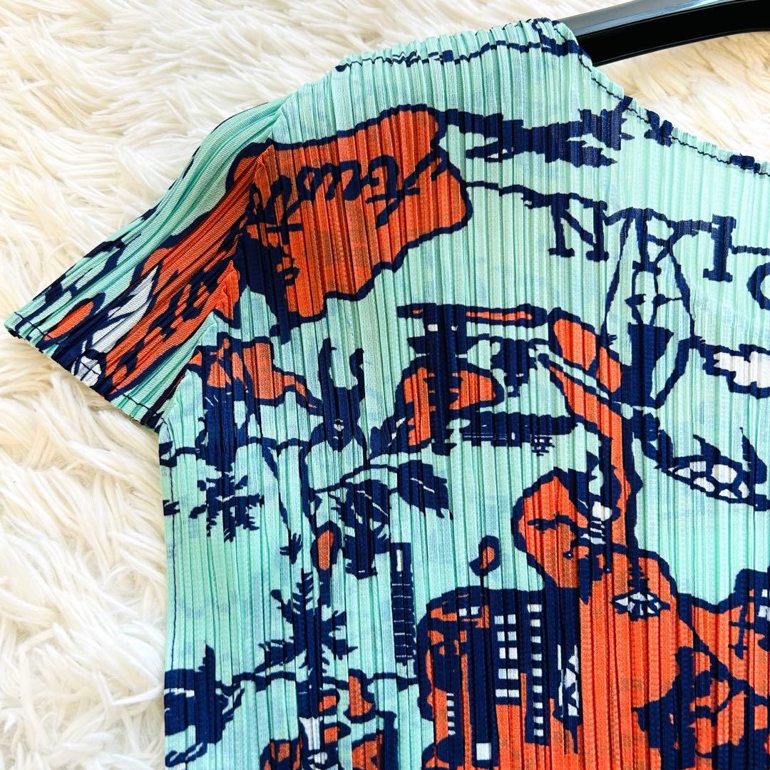 希少✨プリーツプリーズ 地図柄 半袖 Tシャツ カットソー イッセイミヤケ