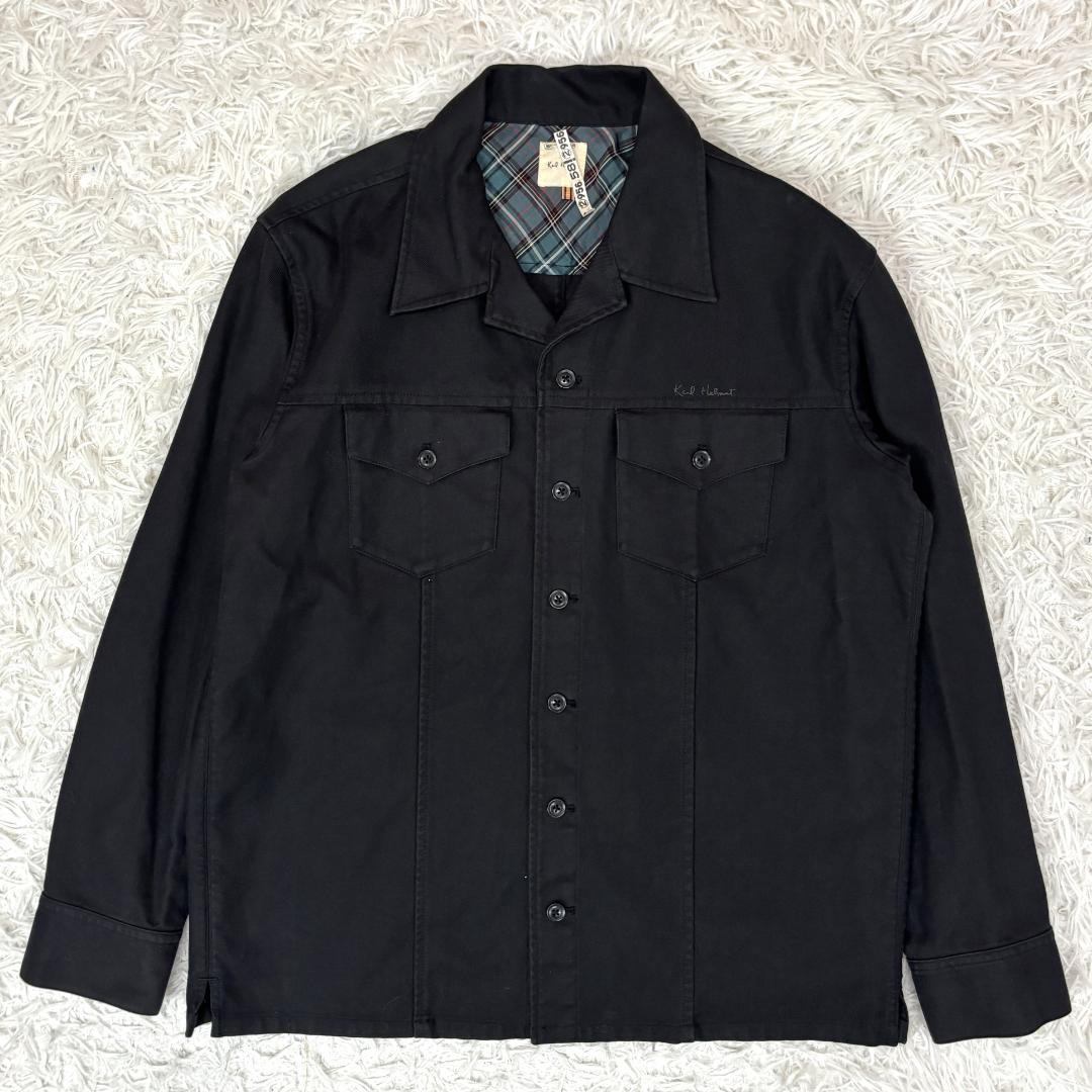 Karl Helmut　刺繍ロゴ　黒　ワークジャケット　Lサイズ　チェック裏地
