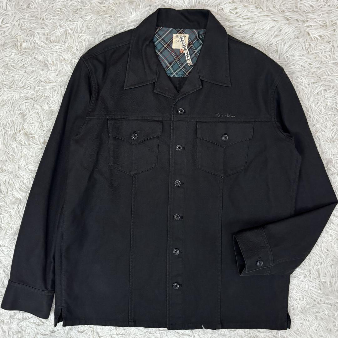 Karl Helmut　刺繍ロゴ　黒　ワークジャケット　Lサイズ　チェック裏地