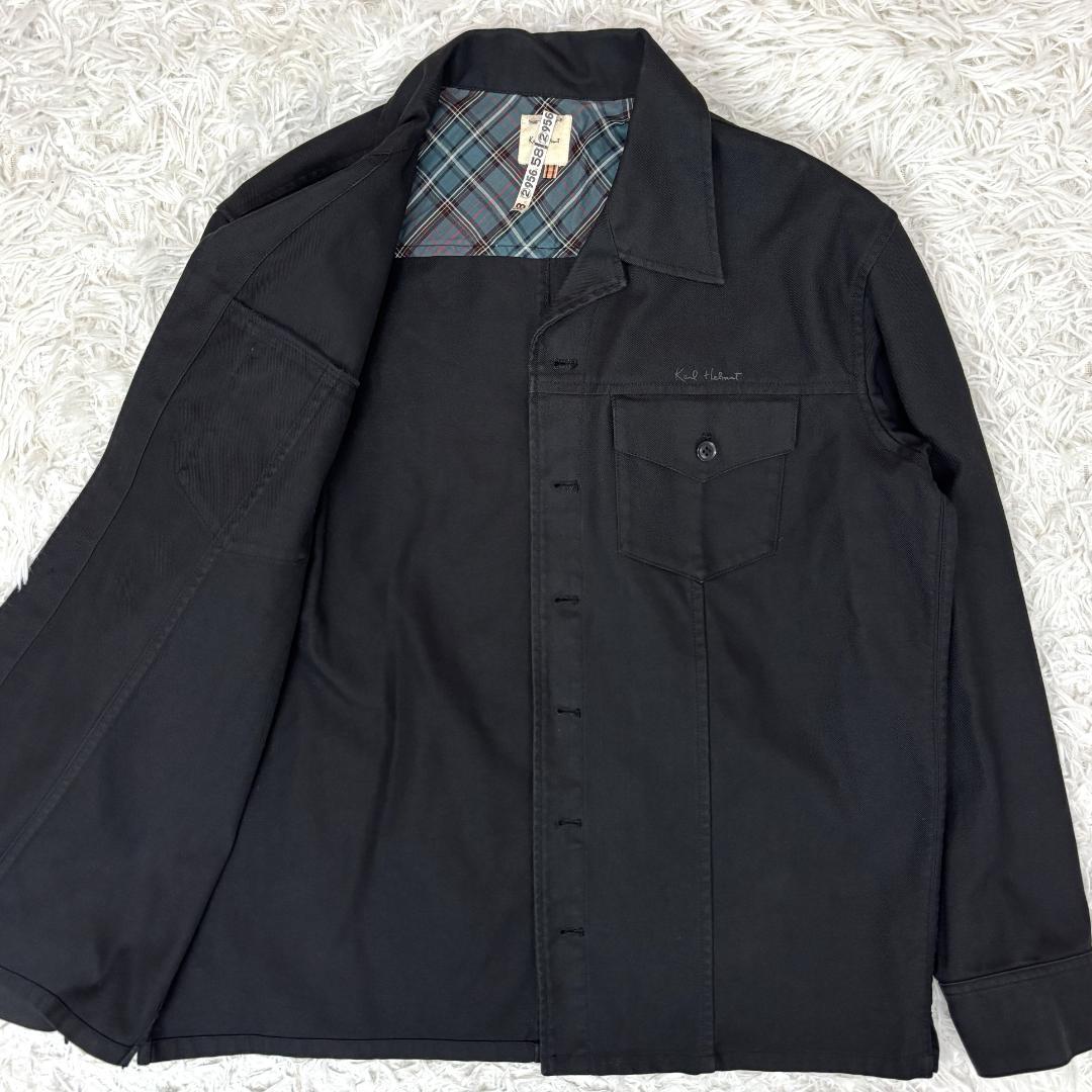 Karl Helmut　刺繍ロゴ　黒　ワークジャケット　Lサイズ　チェック裏地