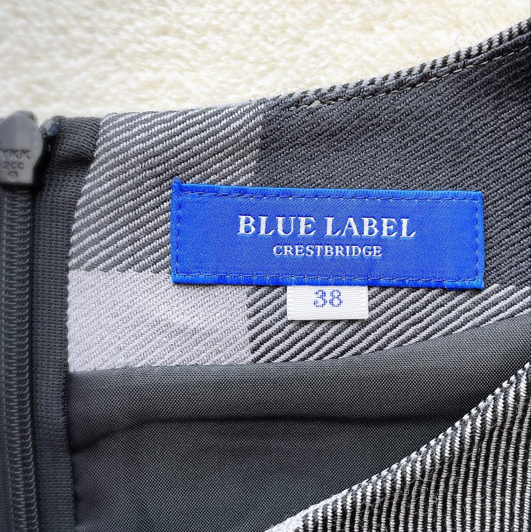 美品 BLUE LABEL スムージーサテンパーシャルチェックドレス M