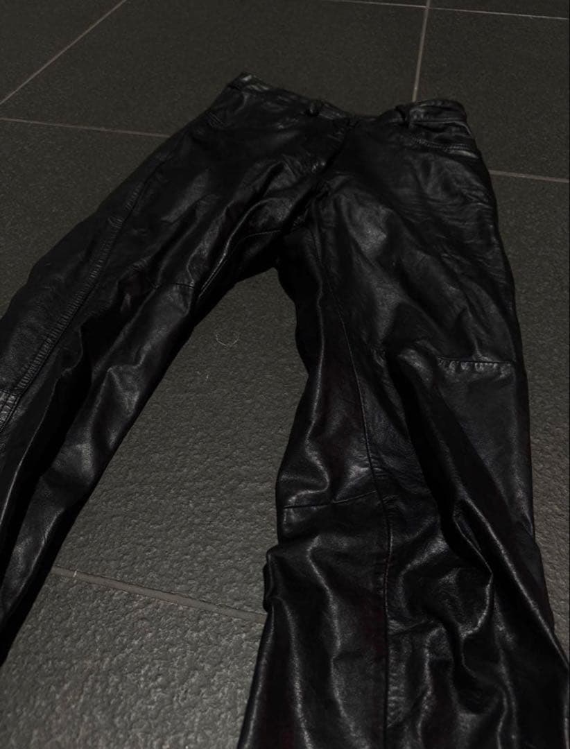 パンツ archive black leather skinny pant