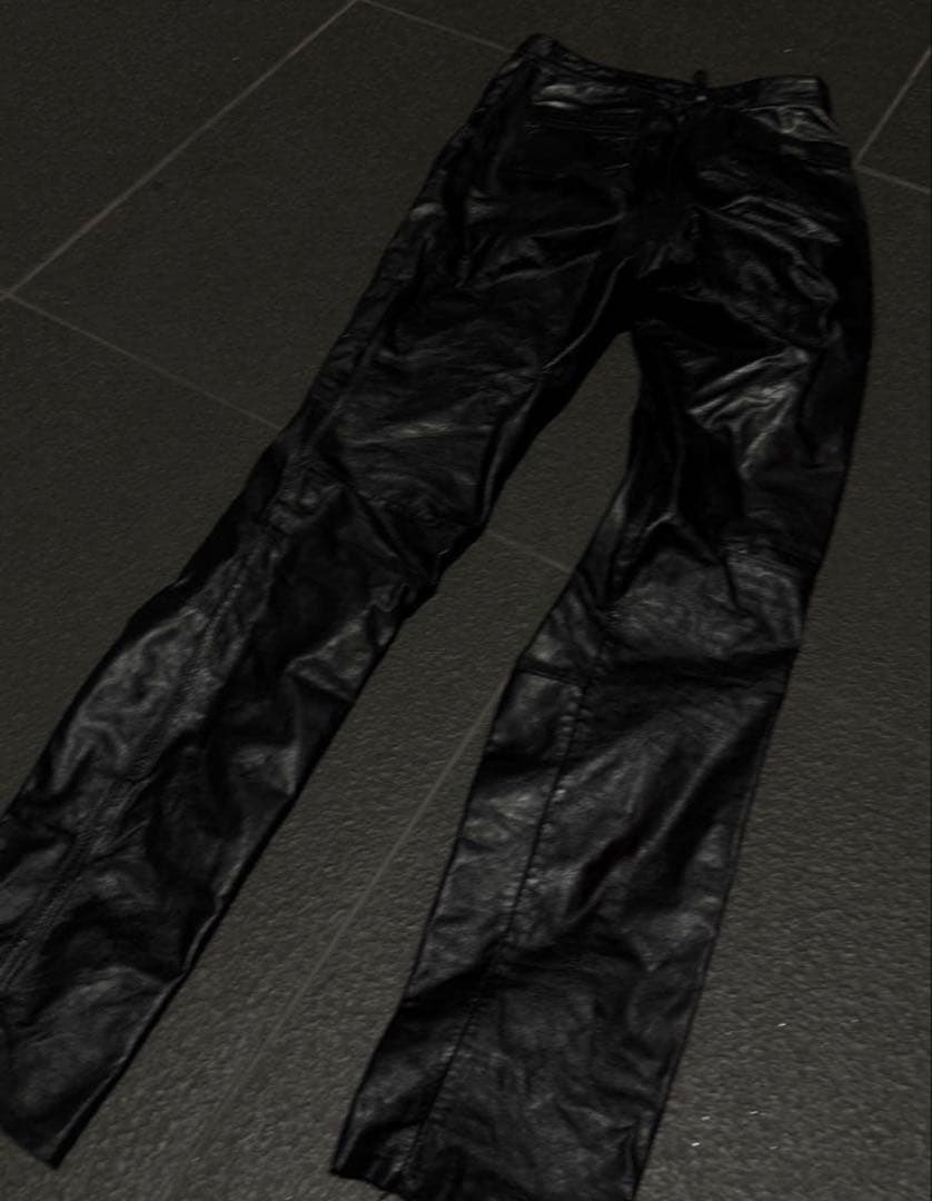 パンツ archive black leather skinny pant