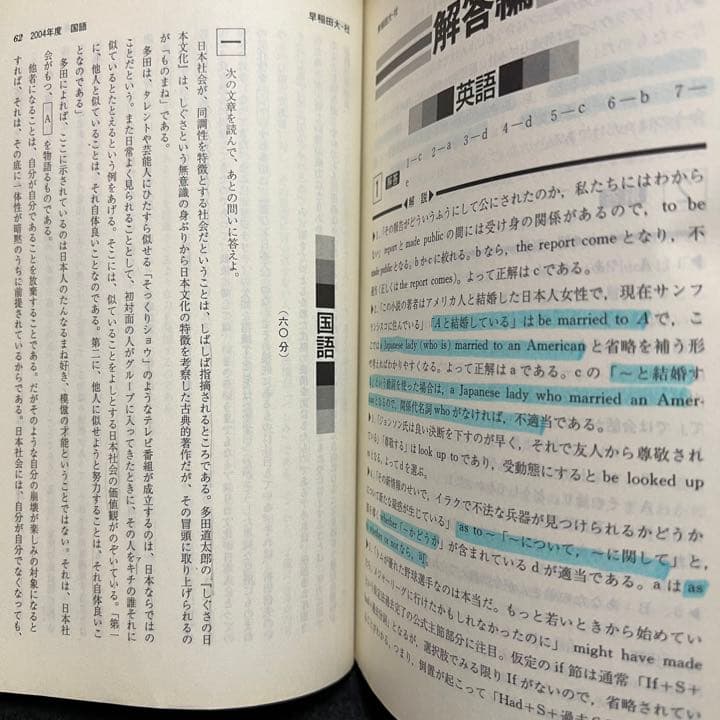 赤本　早稲田大学　社会科学部　2000年～2018年　19年分