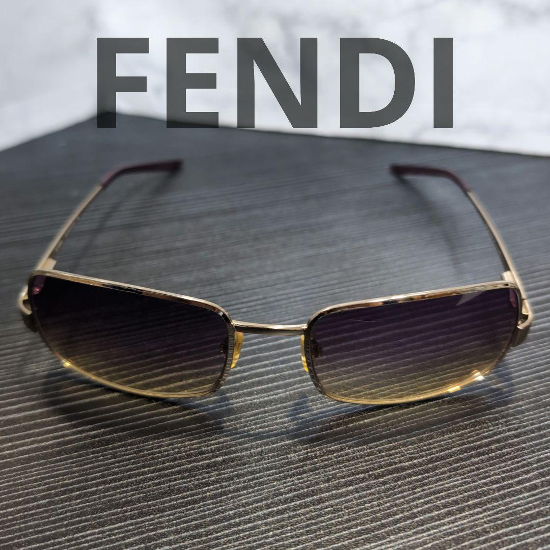 FENDI メンズゴールドフレーム パープルグラデーションサングラス