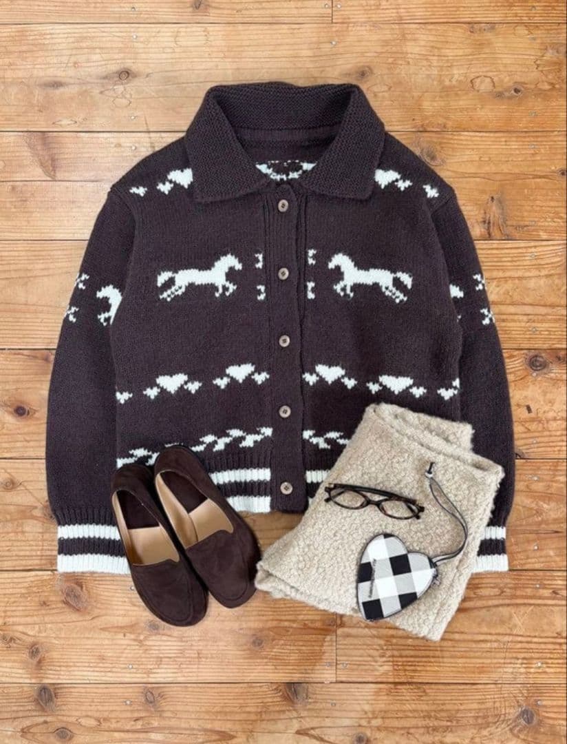 トップス ALLISON BROWN Rustic Farm Knit Cardigan