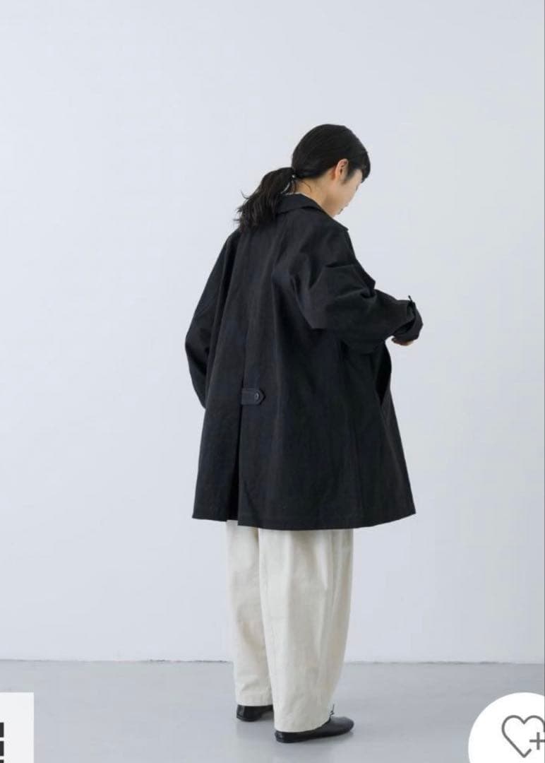 KAGURE かぐれ コットン バックタック ショートコートブラック