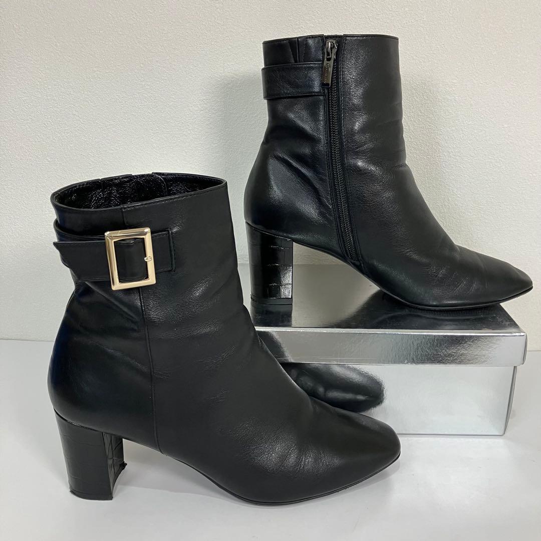 美品　ヒミコ　HIMIKO ショートブーツ 撥水ベルト　バックル　専用袋付き