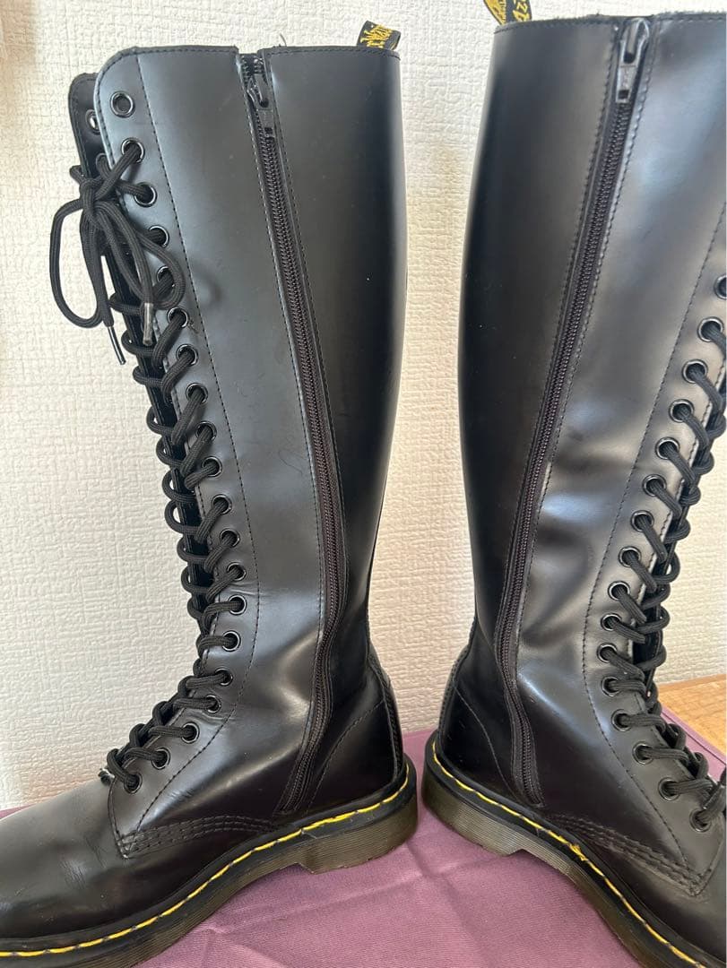 ブラックレザー ロングブーツ ジッパー付き