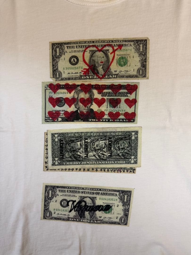 トップス vaquera scattered dollars t-shirt 25ss