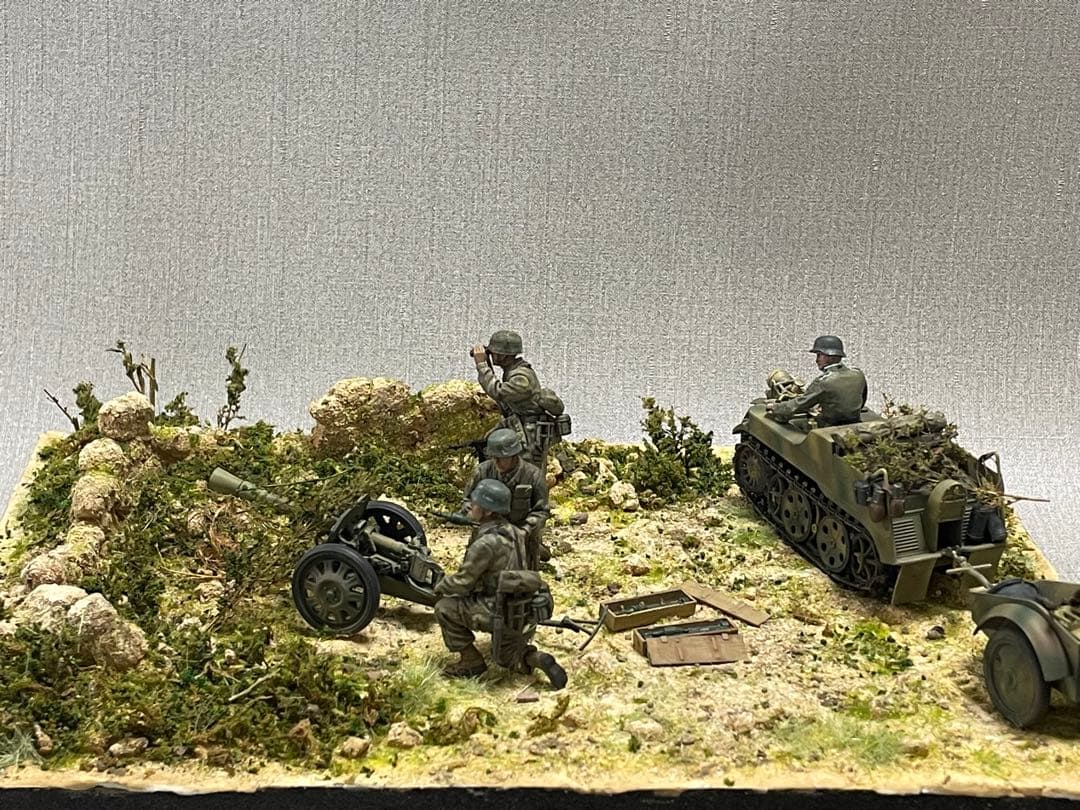 戦車ジオラマ　1/35 ドイツ88ミリロケット砲とケッテンクラート