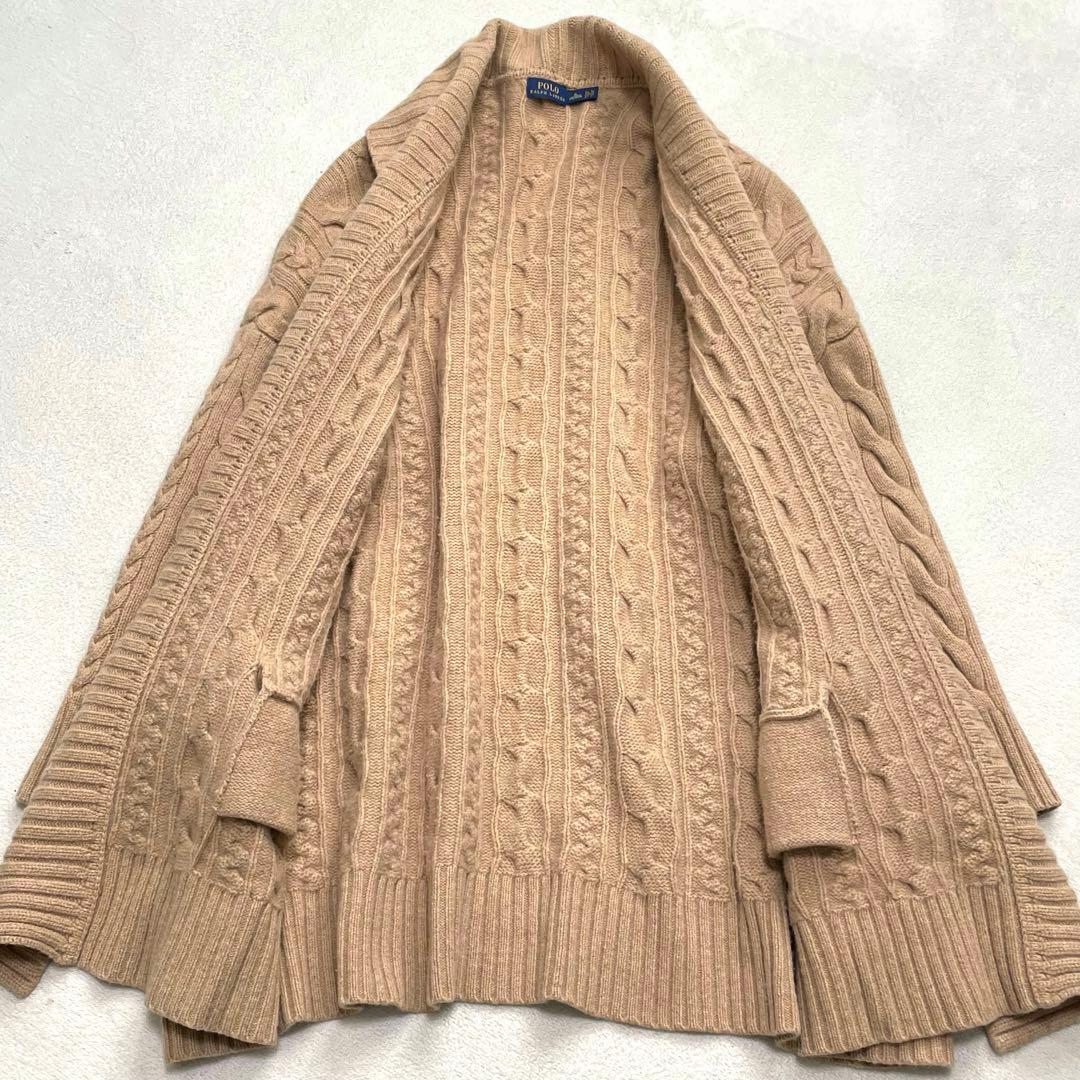 ポロラルフローレン カシミヤ ケーブル編み ニット ロングカーディガン ショール