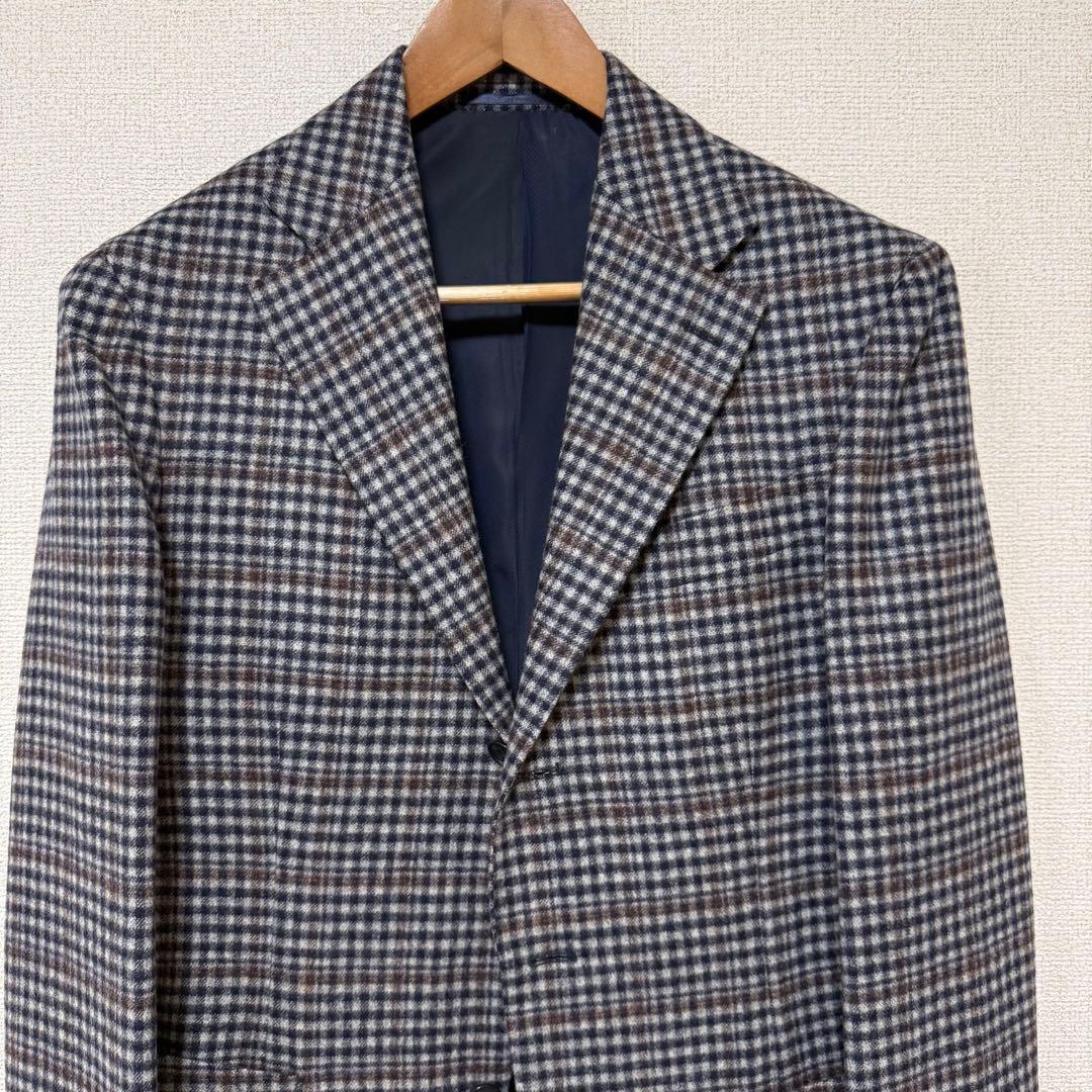 ロロ・ピアーナ カシミア混チェック柄ジャケット イタリアスーツ44 ウール