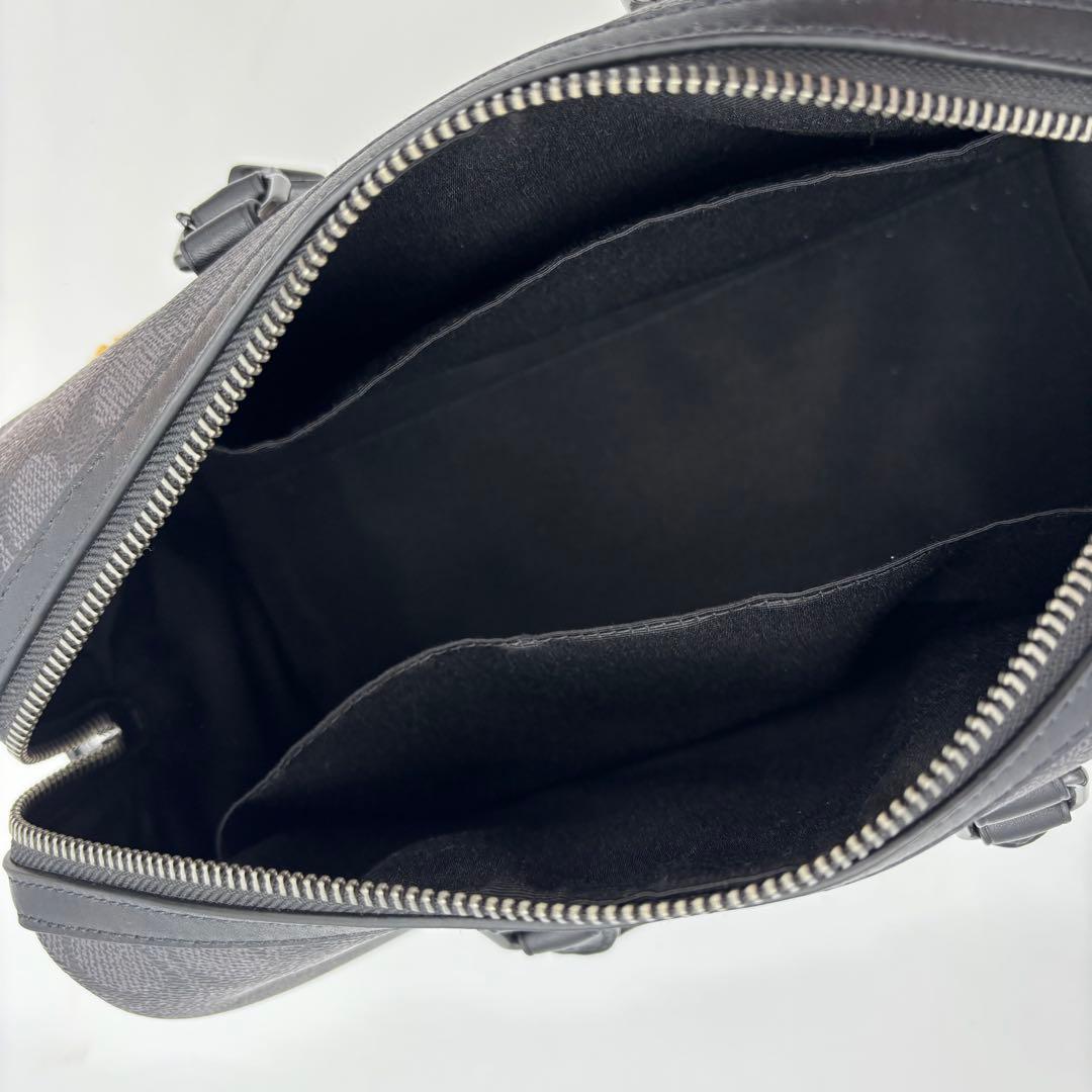 COACH コーチ 2WAY ボストンバッグ 黒 PVC レザー ショルダー付