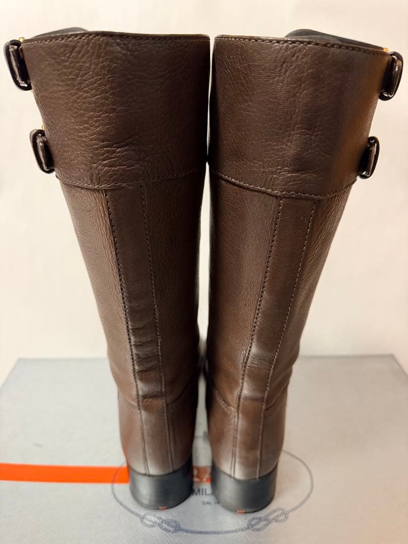 新品　PRADA ブラウンレザー ロングブーツ　茶　プラスポ　36