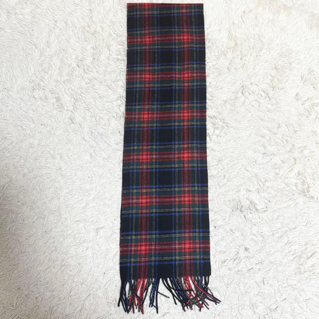 カシミヤ100%/美品✨ジョンストンズ　マフラー ストール チェック フリンジ