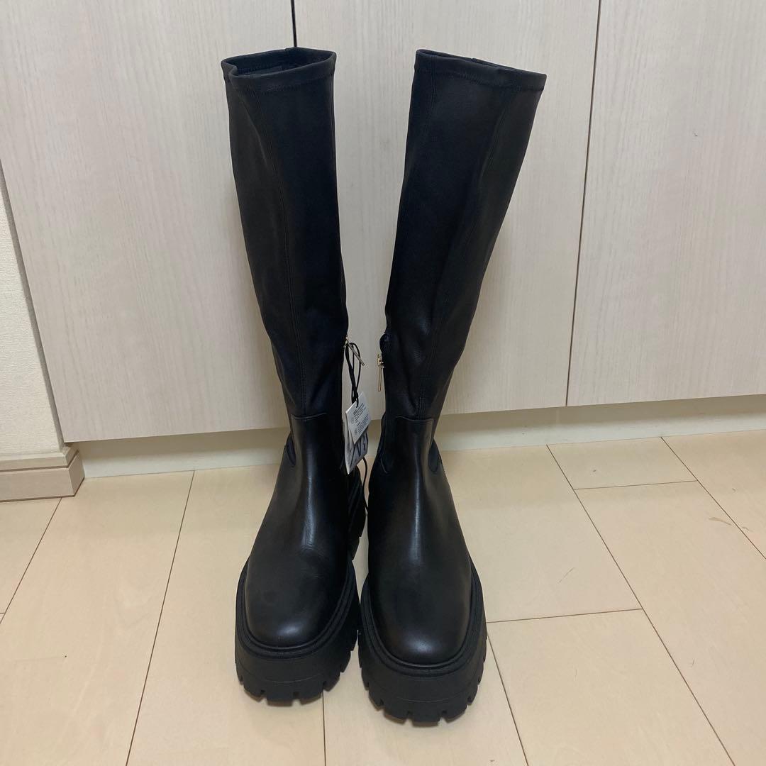 新品ZARA レディース　ストレッチロングブーツ41