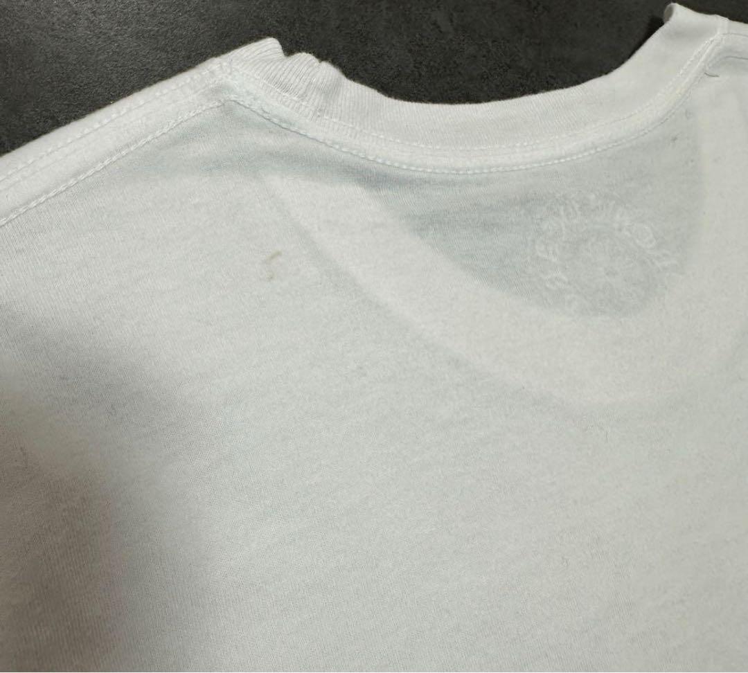 【中古】クロムハーツ ネックロゴプリント Tシャツ S 白 パープルロゴ