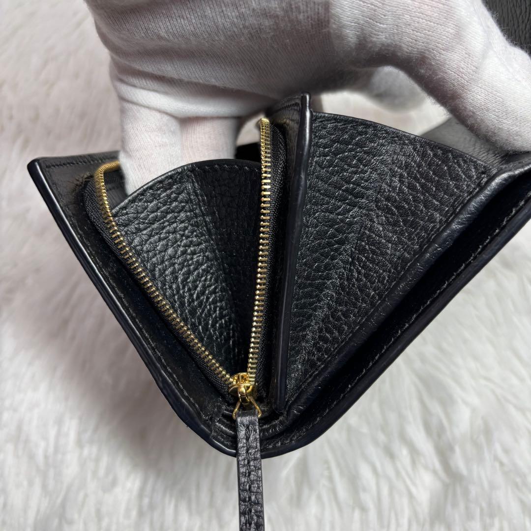 ✨極美品✨ グッチ GGスプリーム マーモント 二つ折り財布 L字ジップ 黒