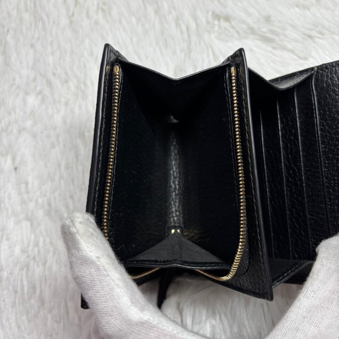 ✨極美品✨ グッチ GGスプリーム マーモント 二つ折り財布 L字ジップ 黒