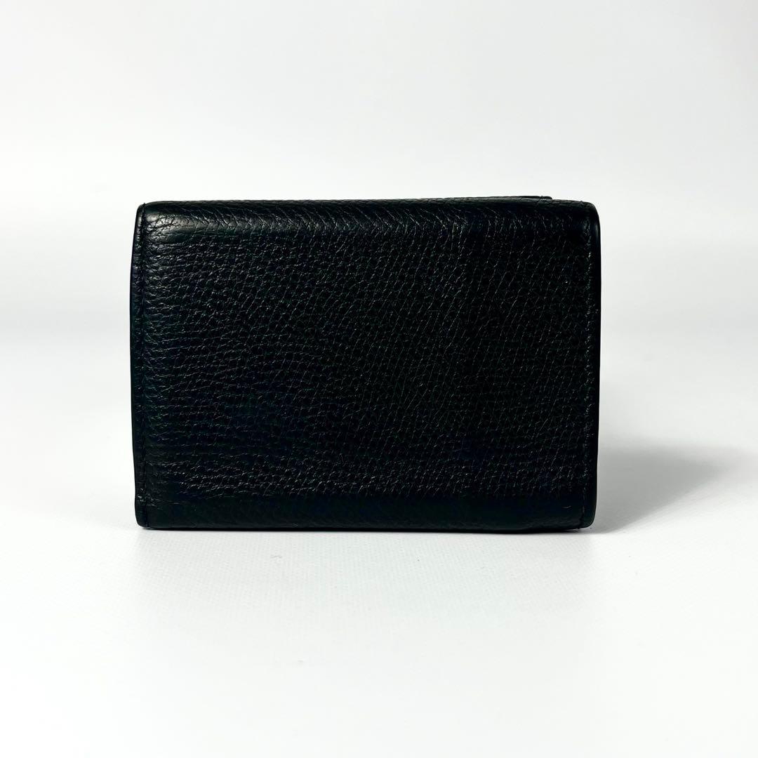 レア✨バレンティノ ガラヴァーニ 三つ折り財布 ロゴ金具 レザー ブラック