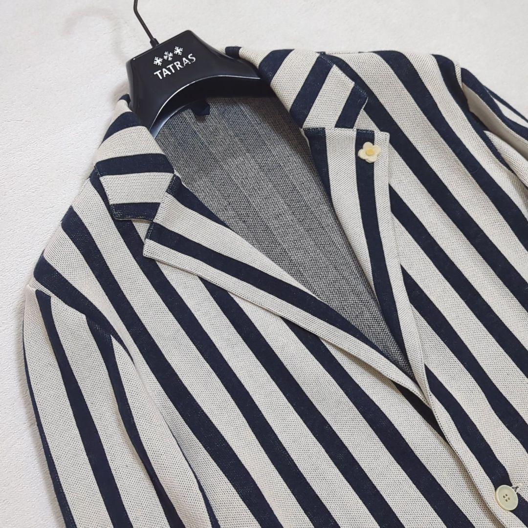 美品 XL 近年 LARDINI リネン テーラードジャケット ブートニエール