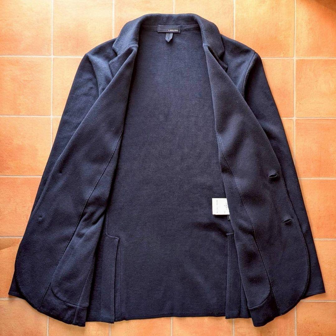 【近年モデル】LARDINI ニットジャケット ミラノリブ Sサイズ ネイビー