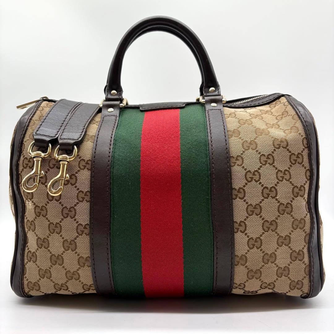【極美品】GUCCI ボストンバッグ 2way GGキャンバス シェリーライン