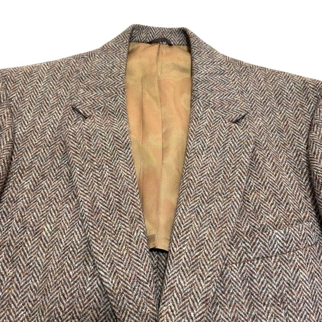 美品 Harris Tweed ヘリンボーン ジャケット クルミボタン L