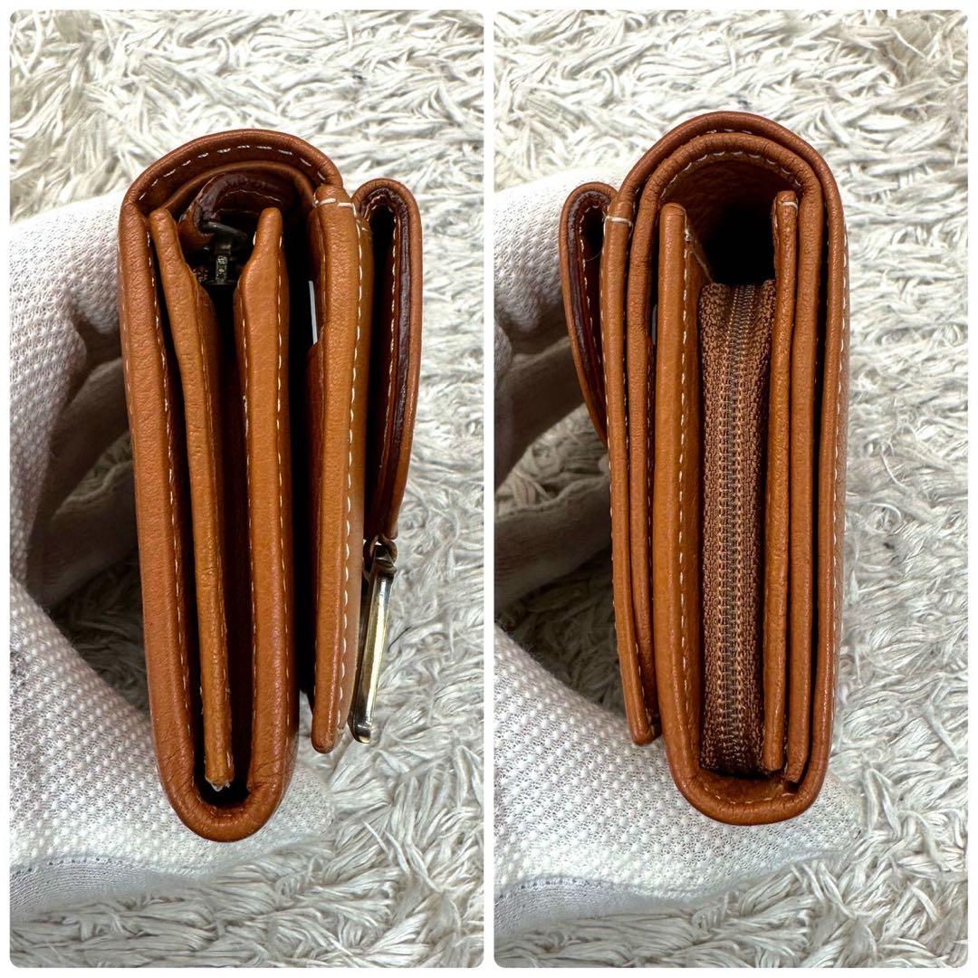 【美品】クリスチャンディオール 二つ折り財布 キャメル D金具