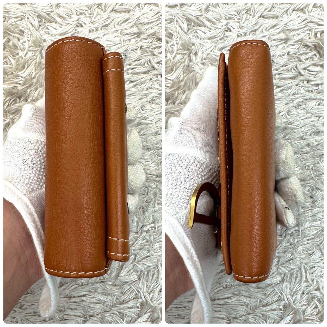 【美品】クリスチャンディオール 二つ折り財布 キャメル D金具