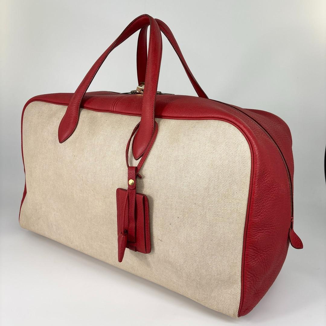 極美品 エルメス ヴィクトリア50 ルージュヴィフ ベージュ ボストンバッグ