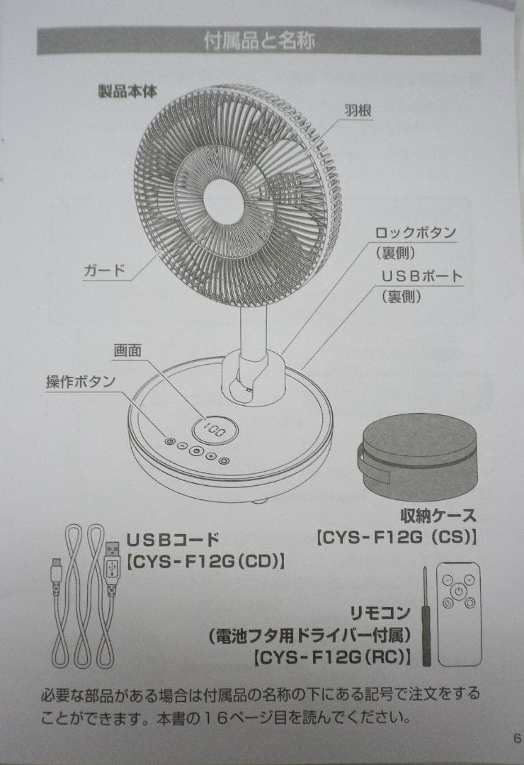 折りたためる コードレス DC扇風機 CYS-F12G サクセスアジア 25年製