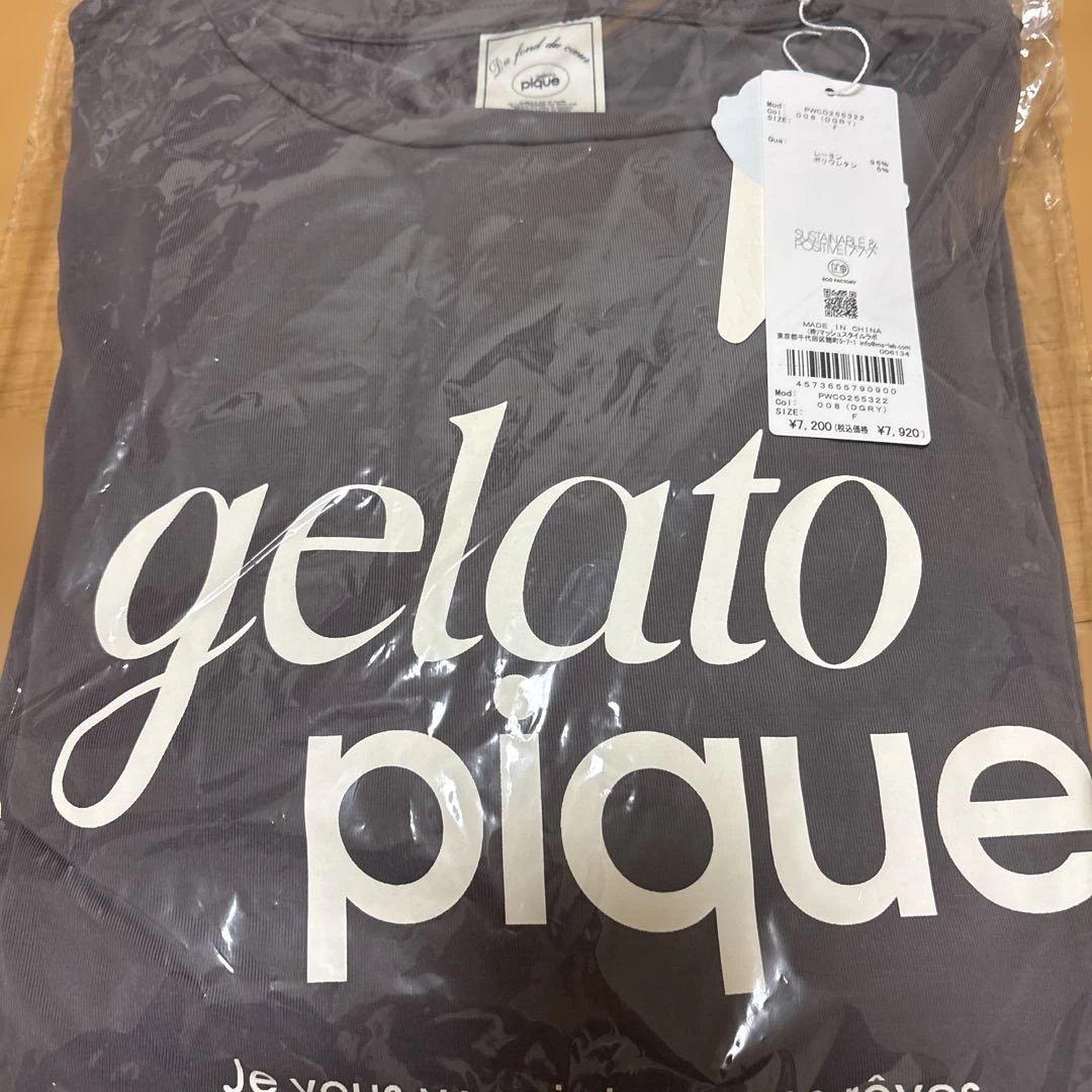 新品♡gelato pique ♡今季レーヨンロゴロングワンピース ダークグレー