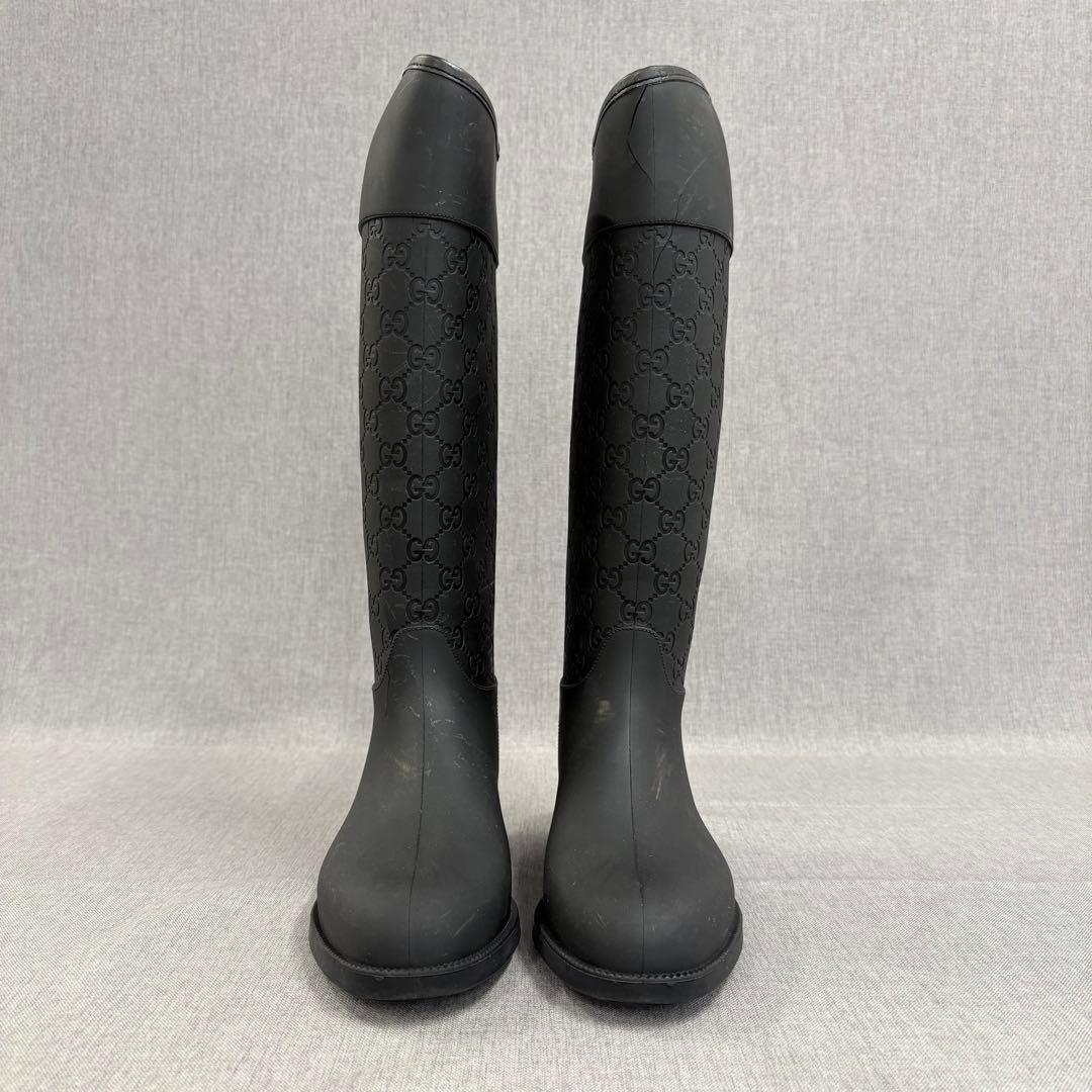 GUCCI グッチ レインブーツ ロングブーツ ブラック 長靴 24.0cm