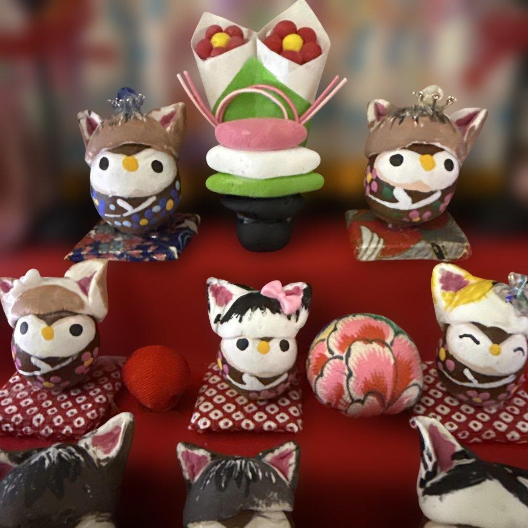 どんぐりアート♡ねこ帽子お雛様オブジェ＆春のオブジェ♡