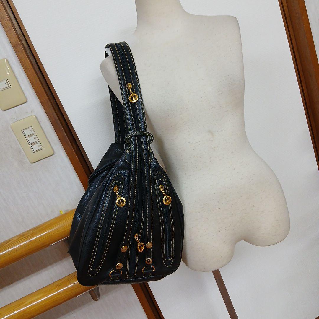 美品✨ラトゥールエッフェル　2wayボディバッグ　リュック　シボ革　レザー　黒
