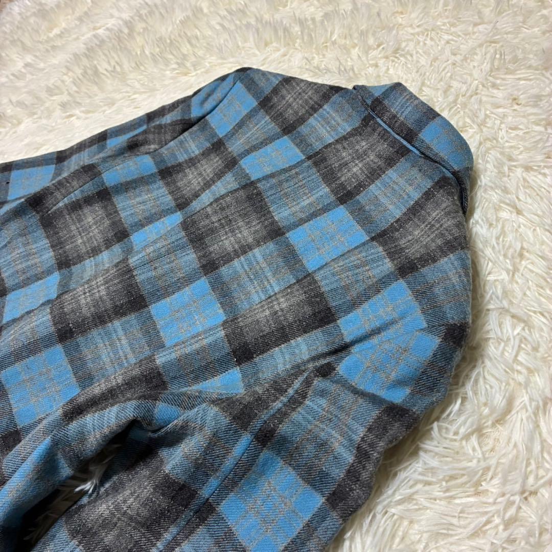 ChristianDior テーラードジャケット　チェック柄　ブルー系　ウール