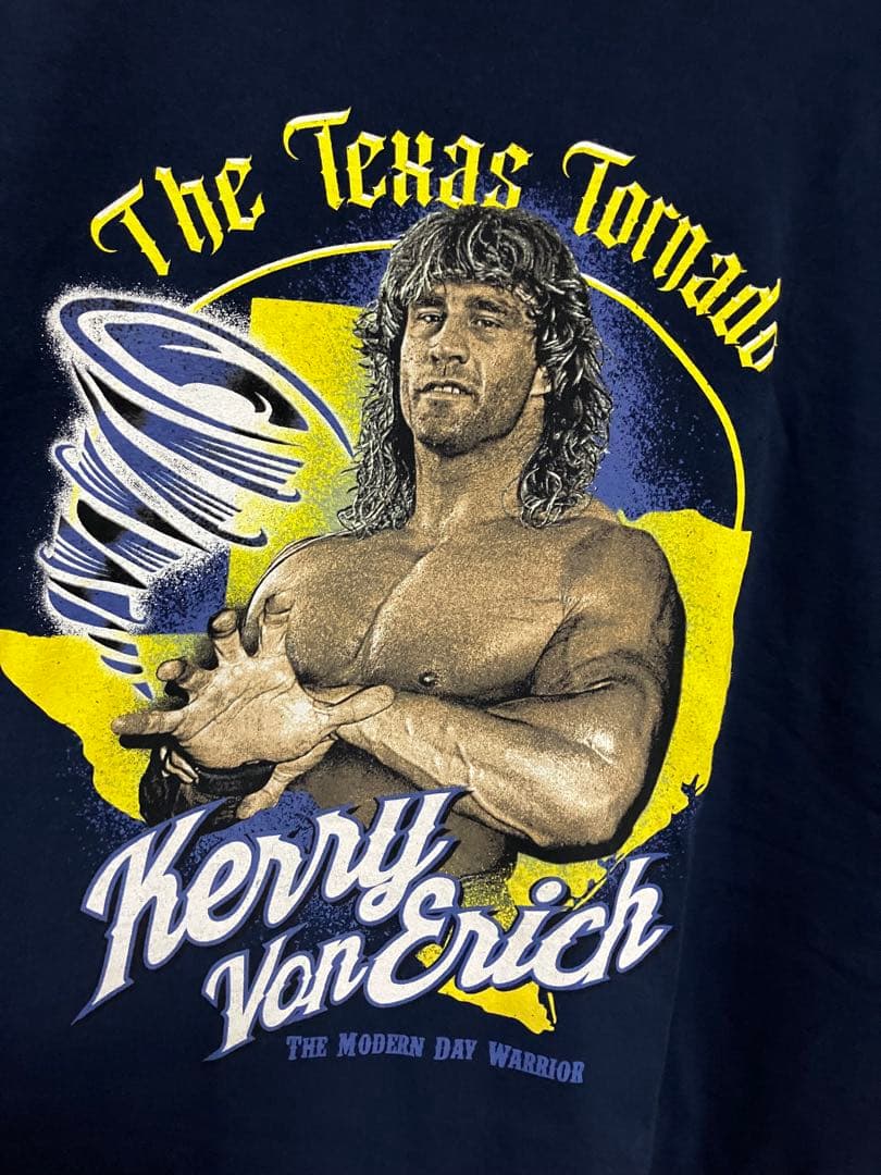 Kerry Von Erich Tシャツ ネイビー WWF プロレス　鉄の爪